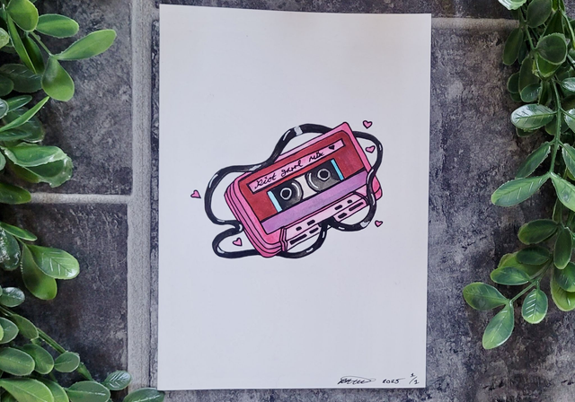 Original Watercolour Painting – A5 - Riot Grrrl Mix Tape