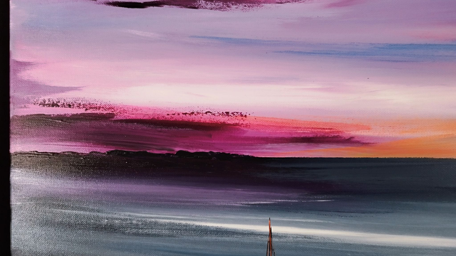 Tableau peinture toile œuvre d'art originale signée bateaux voiliers