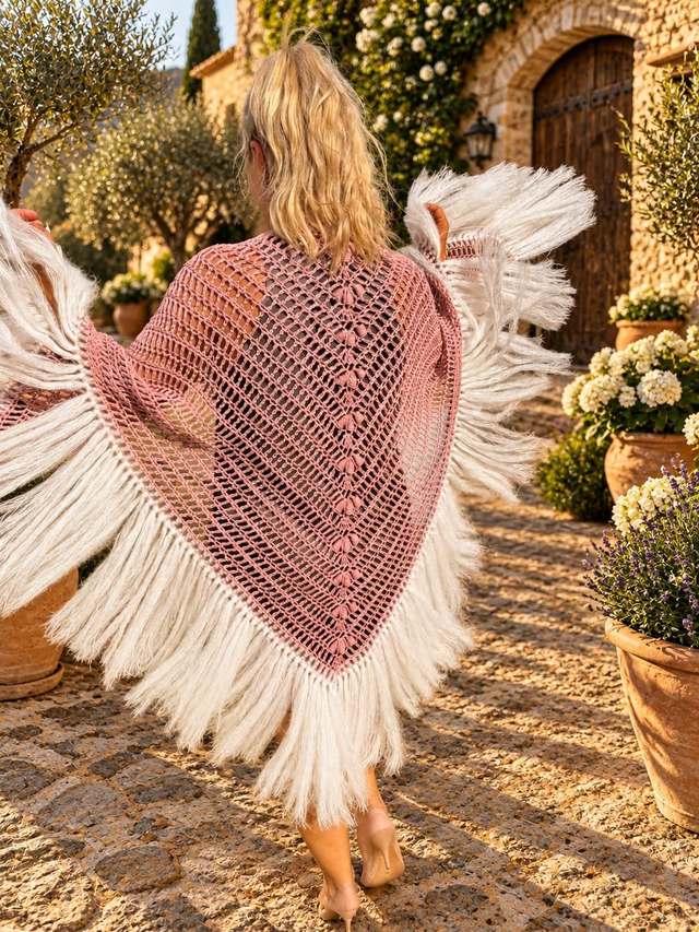 Chal mohair/seda rosa palo