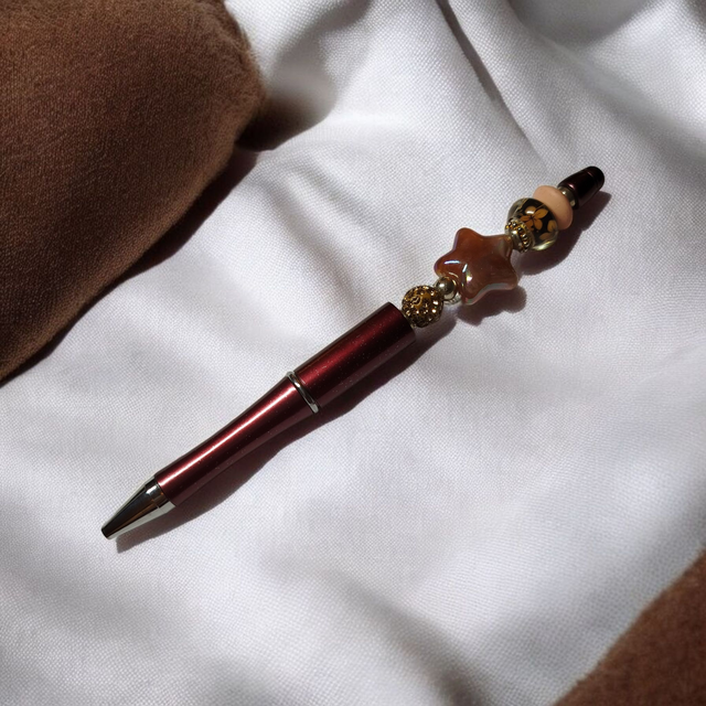 Stylo perles marron