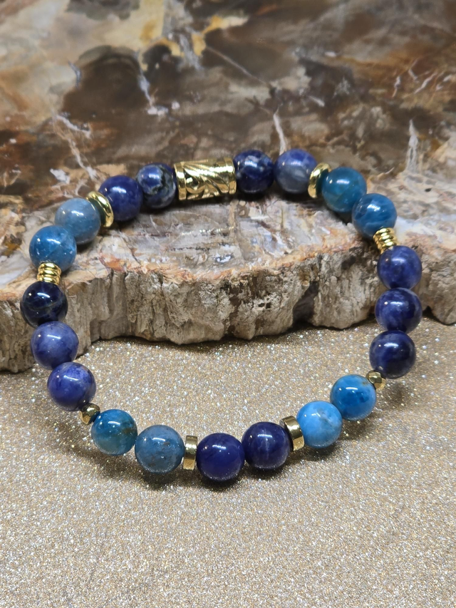 Bracelet Sodalite et Apatite en 0,8 cm 
