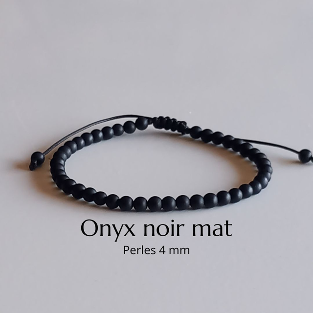 Bracelet ajustable en Onyx mat