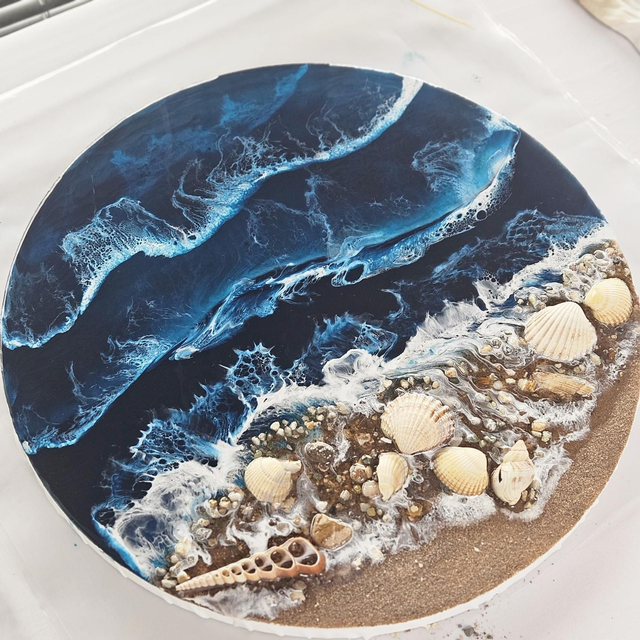 Beach Art on Canvas 3D Shell and Sands.