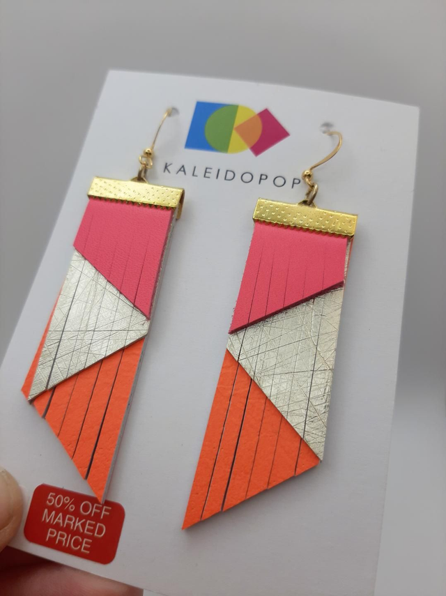 SALE! Fringed earrings  - pink / orange