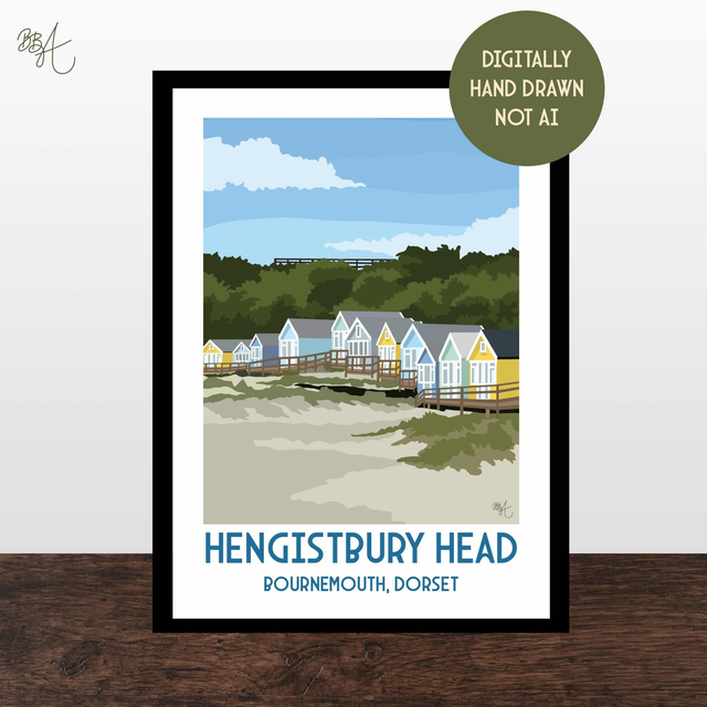 Hengistbury Head, Travel Poster Print - Vintage Style Dorset Wall Art