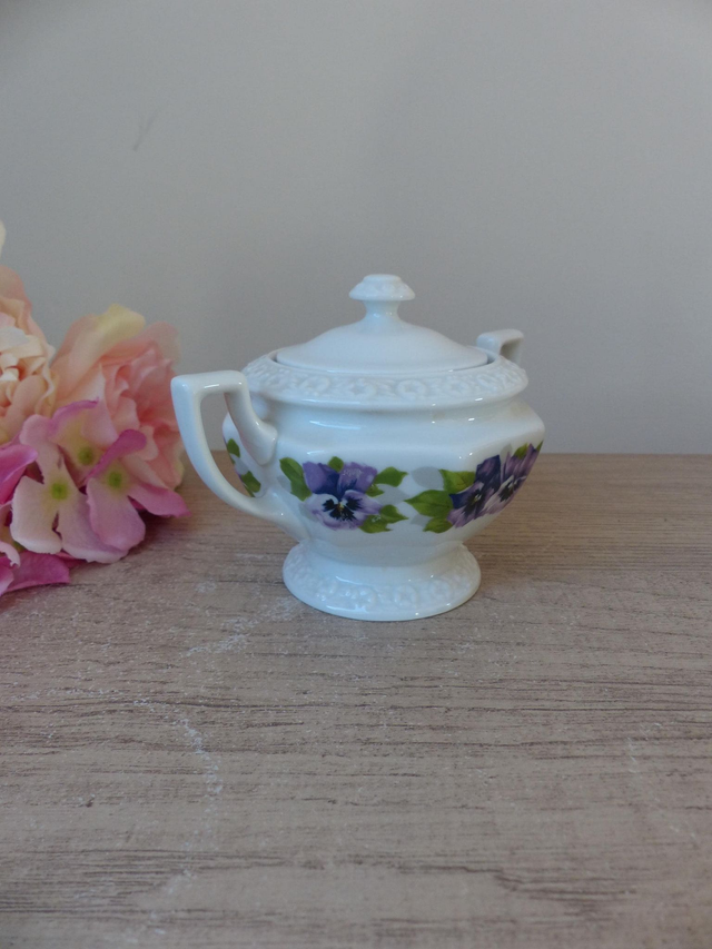 Sucrier en Porcelaine Rosenthal – Collection Classic Rose – Décor Pensées – Vintage – Allemagne