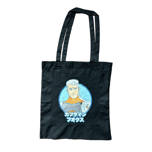 Stoffbeutel schwarz, Vintage Motiv "Captain Fox"