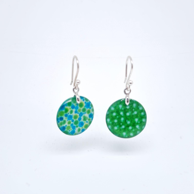 Boucles d&#039;oreilles vert bleu turquoise rondes