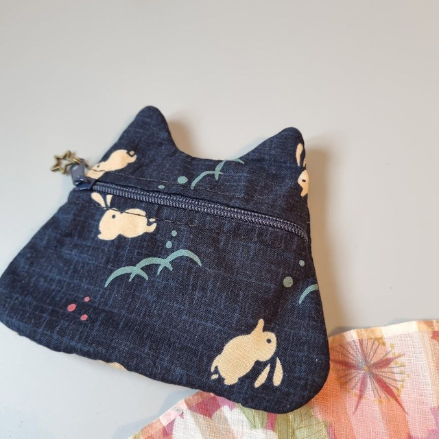 Porte-monnaie/cartes Chat "Kousagi" bleu marine