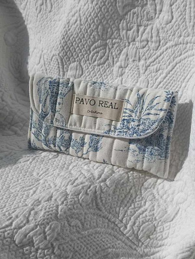 Pochette à lunettes en toile de Jouy