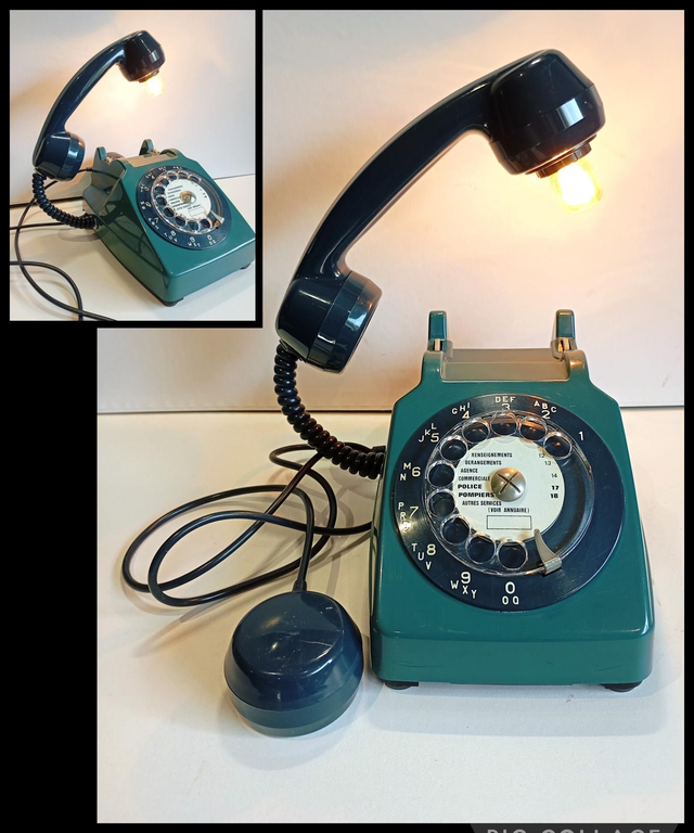 Collection Gaston en Couleur d'Origine, Lampe téléphone années 80, Lampe d'ambiance, Téléphone vintage couleur d'origine, Artisanat Français