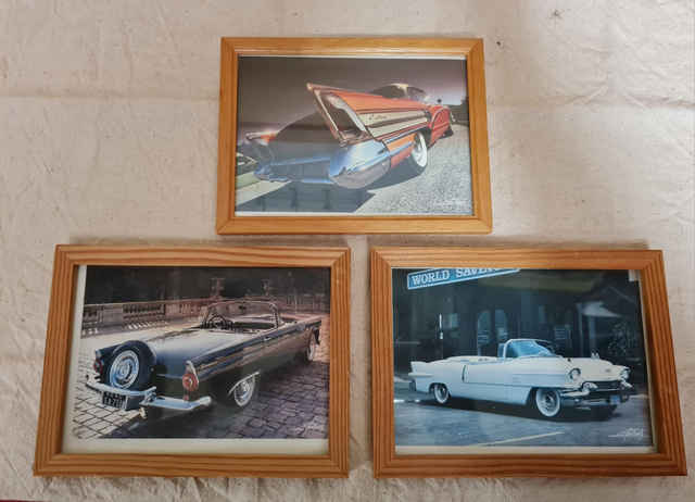3 petits cadres voitures Anciennes