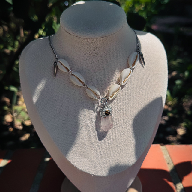 Collier ÉCUME cristal de roche et œil de tigre 