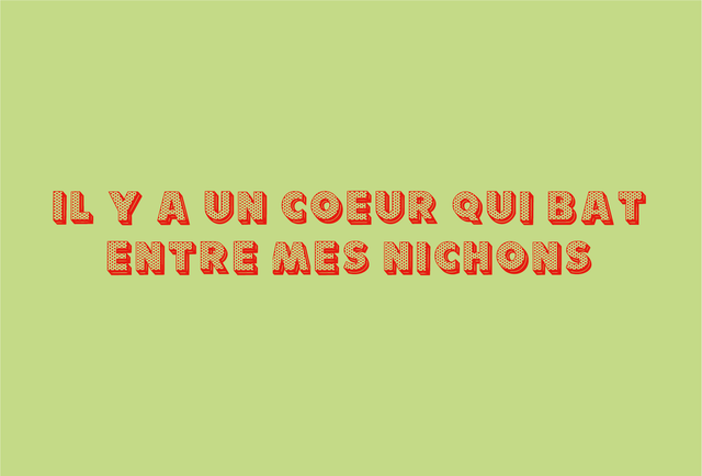 Carte Il y a un coeur qui bat entre mes nichons