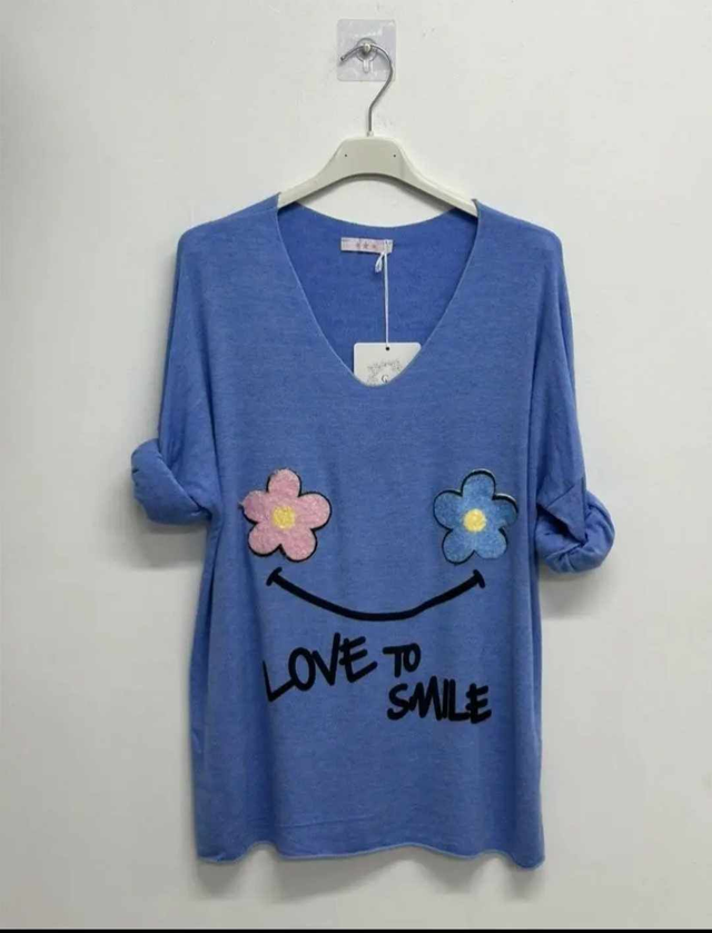 PULL LOVE TO SMILE  bleu jeans