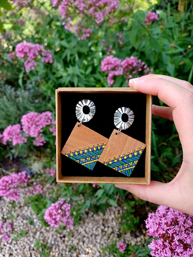 "Woody " - Boucles d'oreilles chutes de bois 
