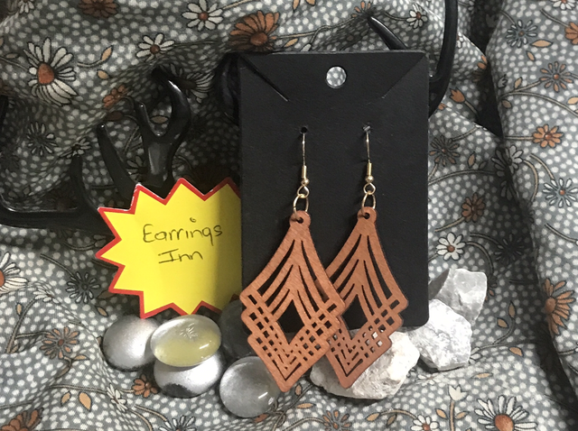 Brown Wood Dangling Earrings-SWDE75