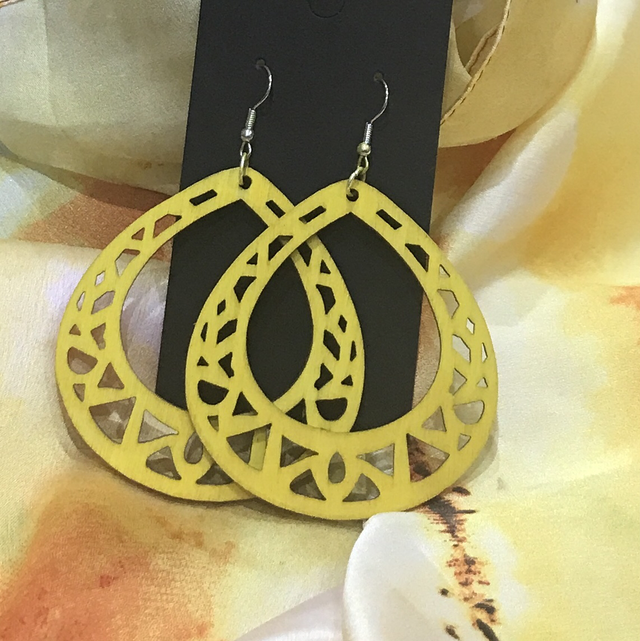 Yellow Wood Dangling Earrings- SWDE21