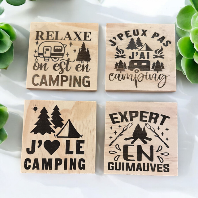 Dessous de verres thème camping (lot4)