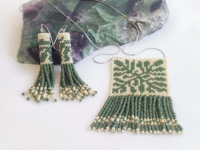 Conjunto de colgante y pendientes Matisse verde