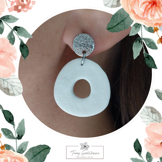 Lucille - Boucle d'oreille naturelle blanche