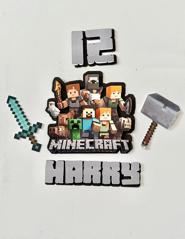 Personalised Minecraft Cake toppers