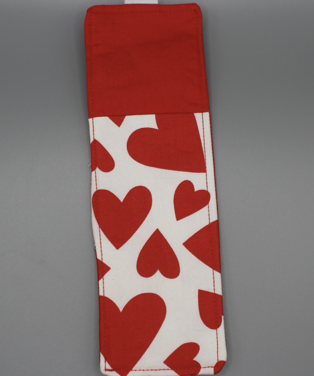 White with red hearts book mark with pen holder