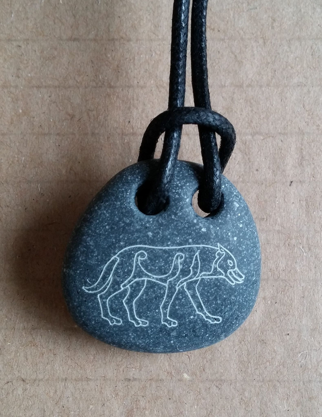Pebble pendant  - Wolf