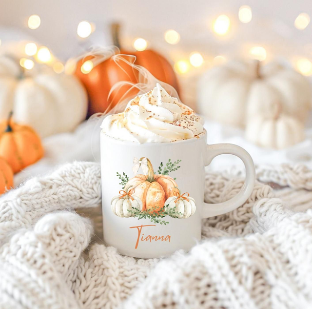 Personalised orange pumpkin mug