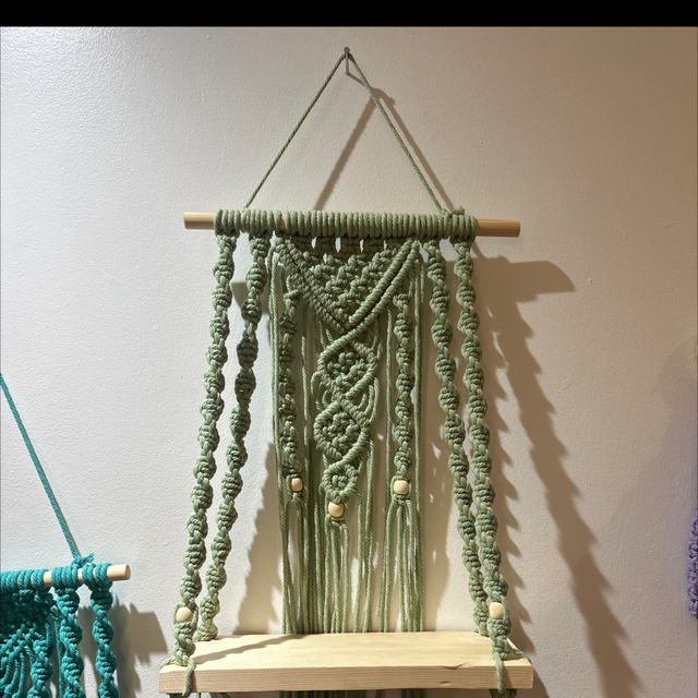 Macrame Green Shelf Wall Hanger 