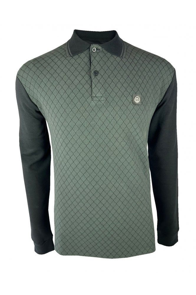 Trojan TR9026 Ottoman Rib Polo L/S - Black