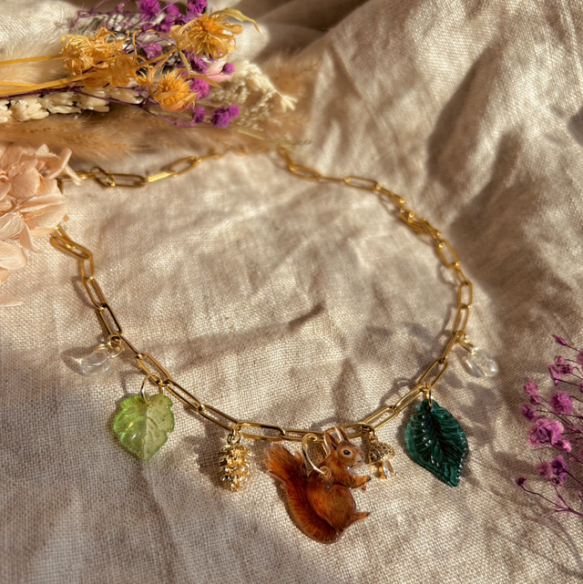 Red Squirrel Charm Necklace