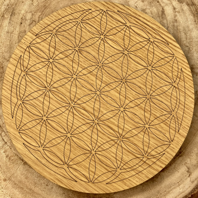 Plaque bois fleur de vie 