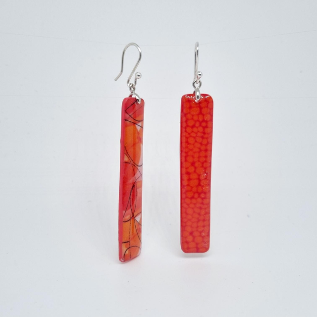 Boucles d&#039;oreilles orangé longues