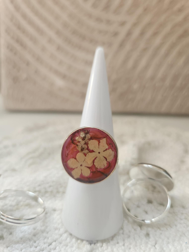 Bague fleurs roses