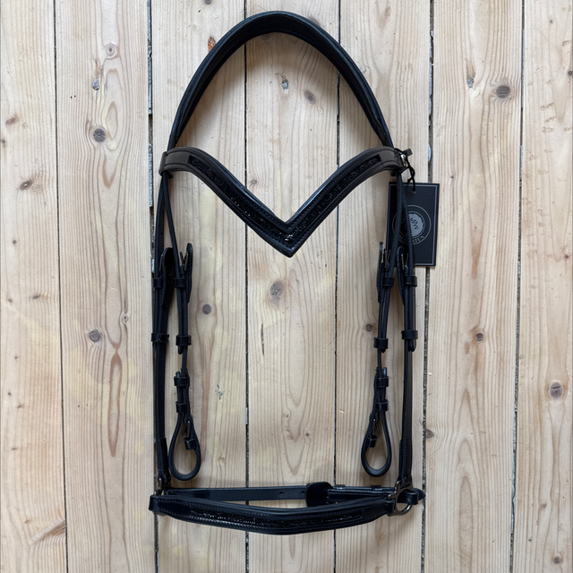 1-teilige Trense Mjöll: New Size System, schwarze Kristalle