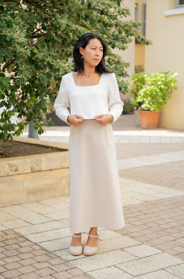 Rosa - crop top en jacquard de coton