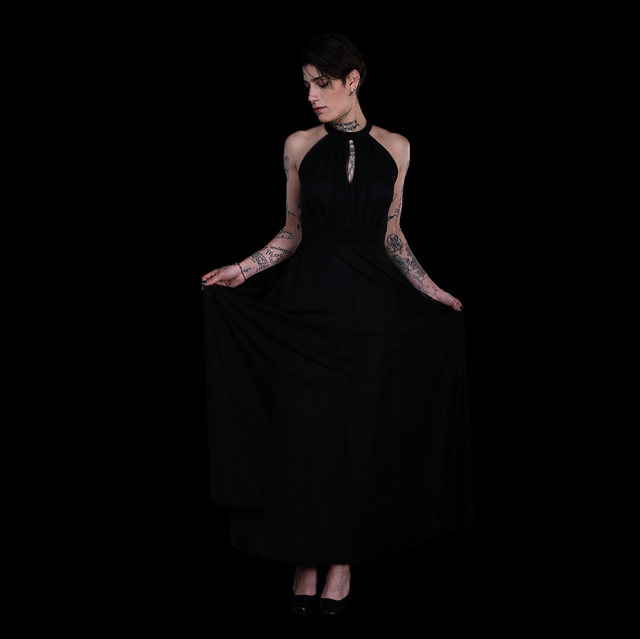 ROBE LONGUE EN VOILE NOIRE
