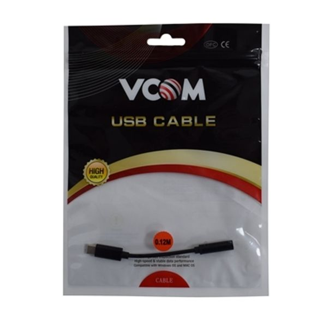 VCOM USB 3.1 C (M) To 3.5mm (F) Black Retail Packaged Headphone Adapter