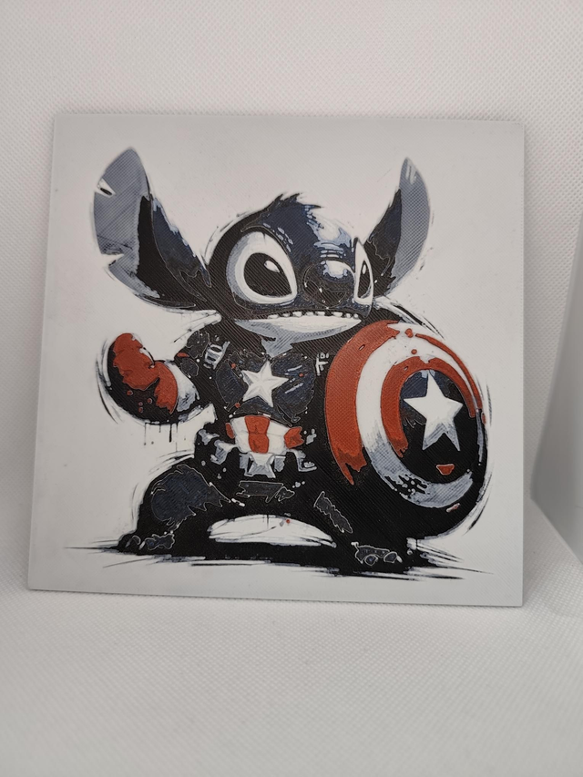Stitch Captain américa tableau 160x160mm