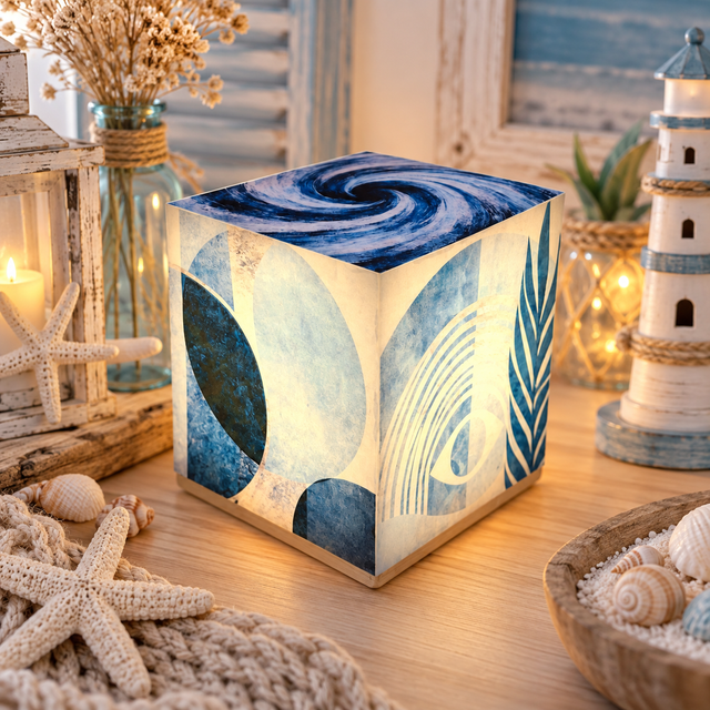 Lampe d'ambiance en cire 12x12cm - "Bleu"