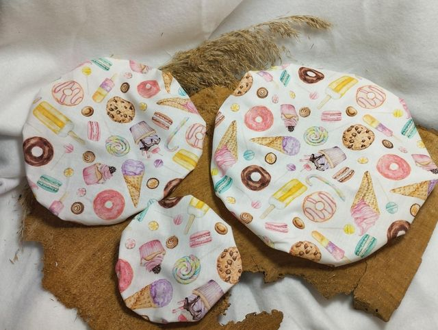 Charlotte / couvre plat / couvre bol  ||  Lavable et réutilisable (lot de 3 tailles) - Gourmandise