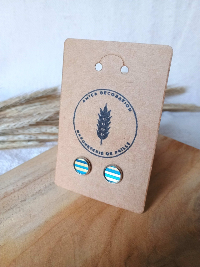 Boucles d'oreilles CLOUS Marinière Bleue