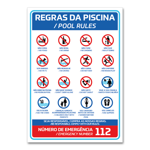 Placa Piscina - Regras de Utilização