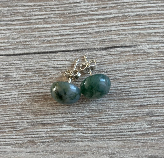 Elegante damesoorstekers met Mosagaat – 925 zilver (9.009)