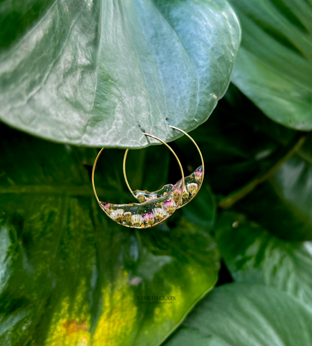 Boucles d'oreilles - Fleurs de radié albumine 