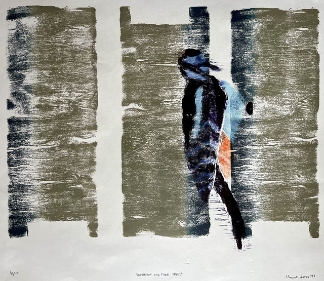 Woodpecker with three trees