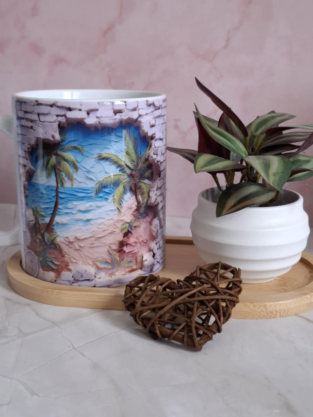 Mug 3d mur rose  