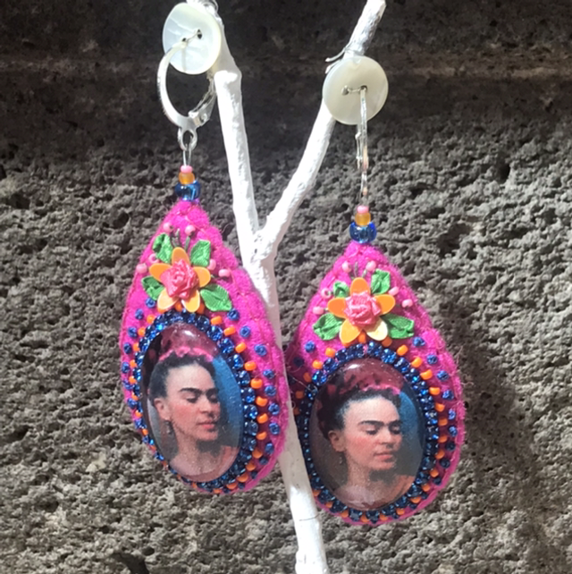 Bo Frida fuchsia/bleu/orange goutte 