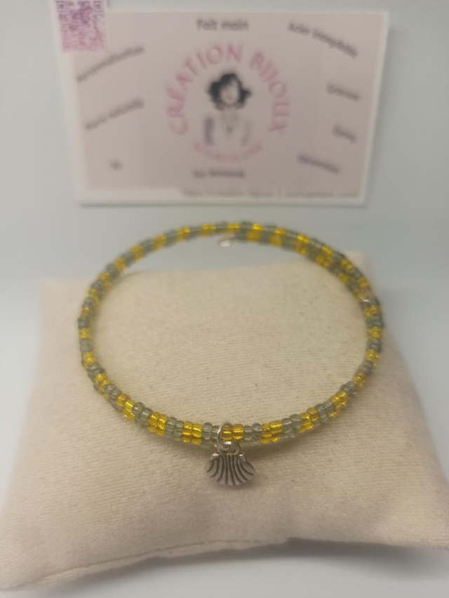 Bracelet perle vert et jaune 